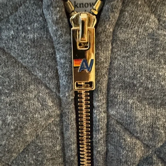 Aviator Nation: QUILTED ZIP HOODIE RELAXED - HEATHER GREY - Picture 9 of 11